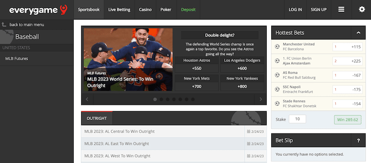 Everygame MLB Betting Site