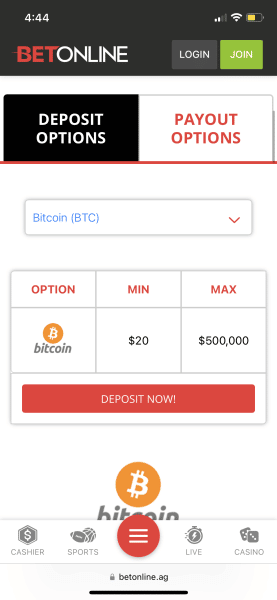 BetOnline deposits