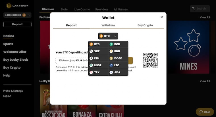 Lucky Block Deposit Methods