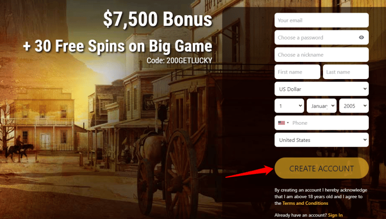 Lucky Creek Create an Account