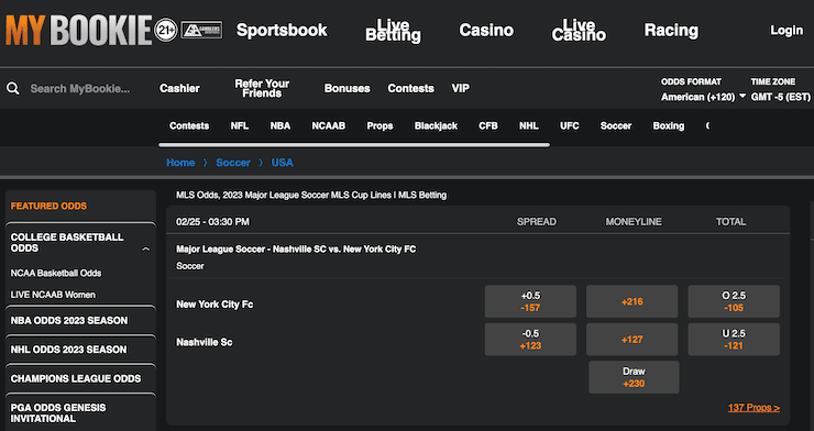 MyBookie MLS betting