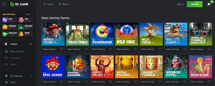 Relax Gaming Casinos - BC.Game