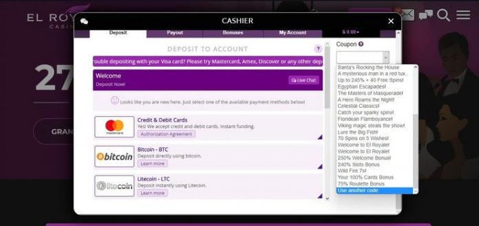 Choosing El Royale Casino no deposit bonus codes