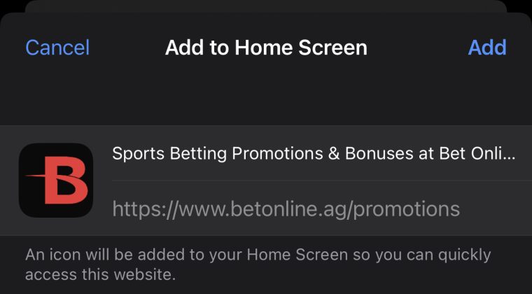 BetOnline homescreen