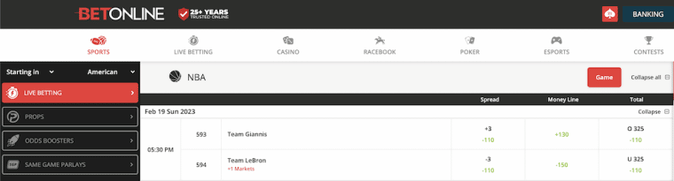 BetOnline NBA Betting