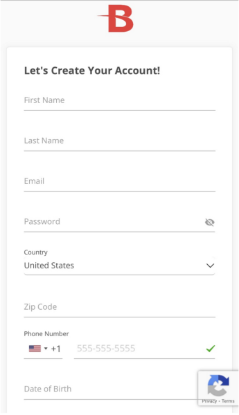 BetOnline Sign Up Form