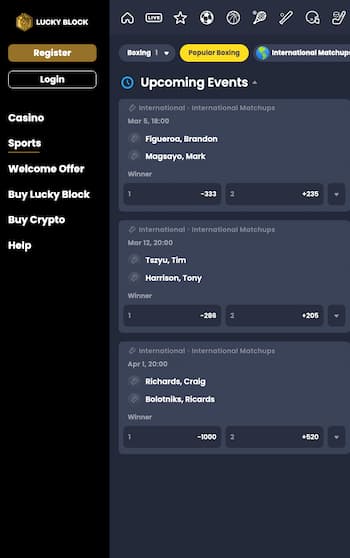LUCKY BLOCK boxing betting sites