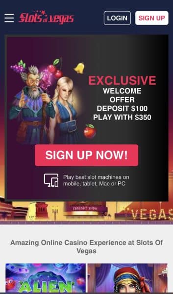 Sign up Now on Slots of Vegas