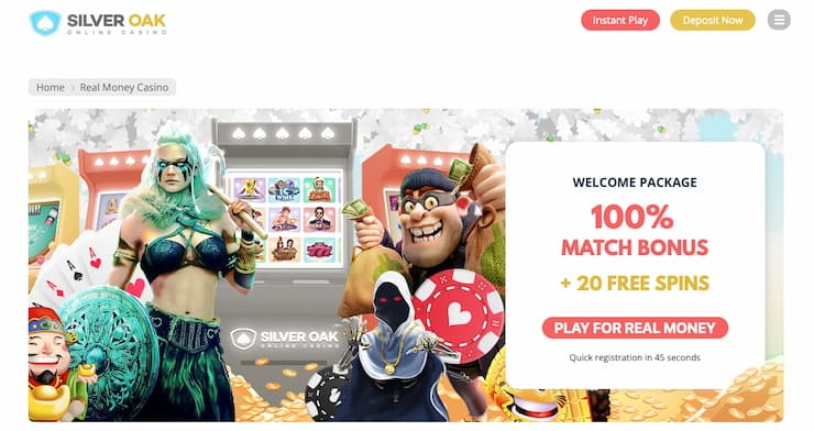 Silver Oak Casino Home Page