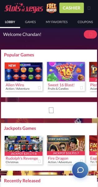 Slots of Vegas Mobile Site