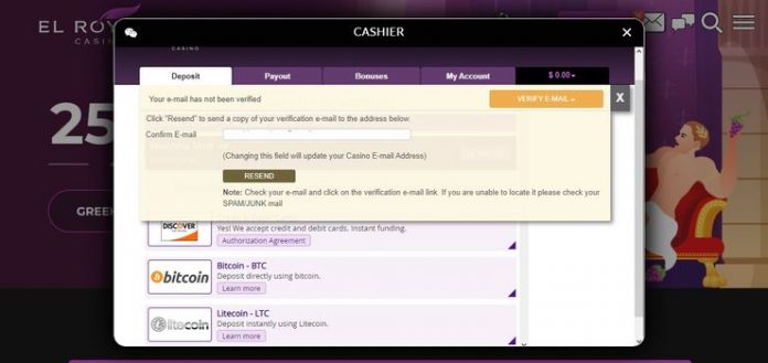 El Royale verify email