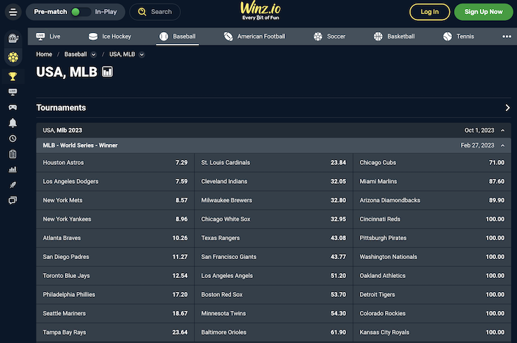 Winz MLB Betting Site