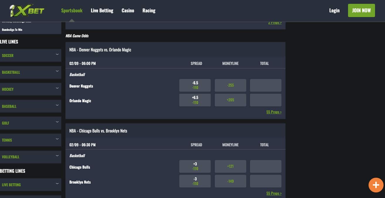 XBet NBA lines Penn