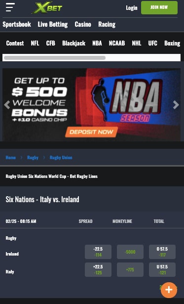XBet Six Nations rugby IL app