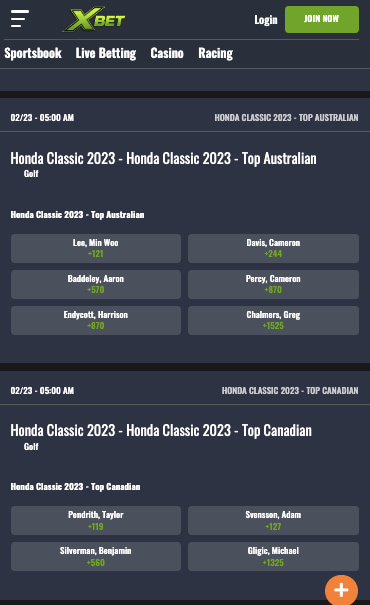 XBet golf lines ID app