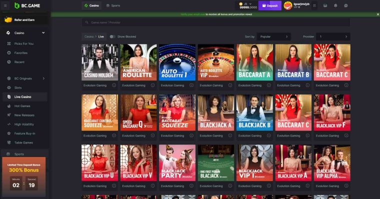 evolution gaming casino - bc game
