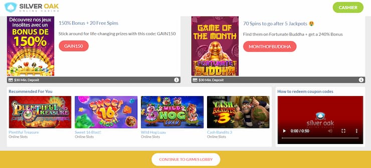 Silver Oak Casino Deposit Bonus