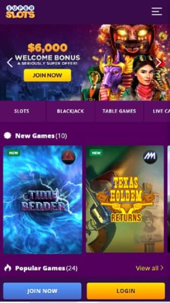 super slots mobile casino