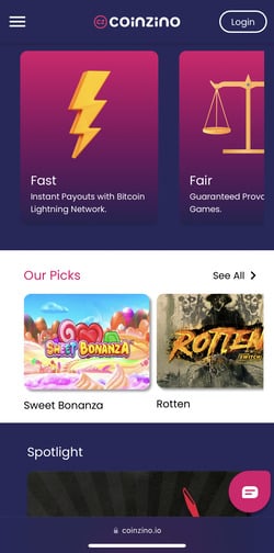 Coinzino homepage