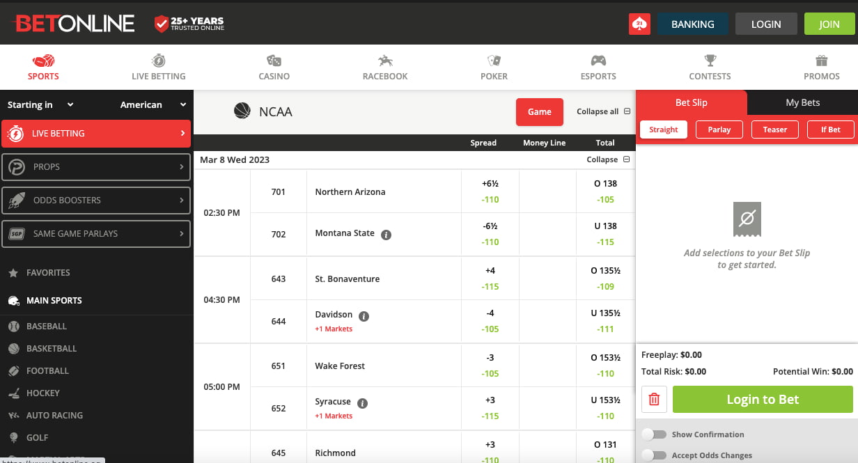 BetOnline sports lobby step four
