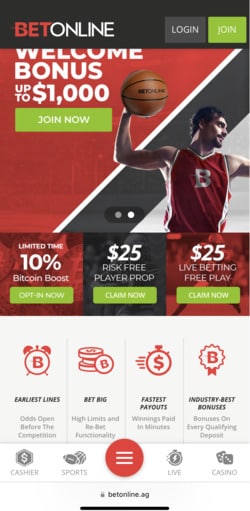 BetOnline homepage
