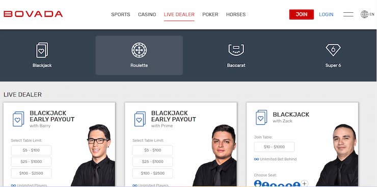 Bovada - Live Casino