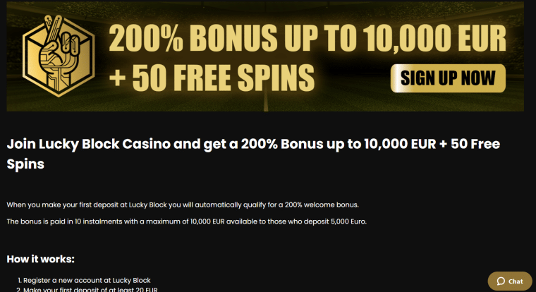 Claim Welcome Bonus on Lucky Block