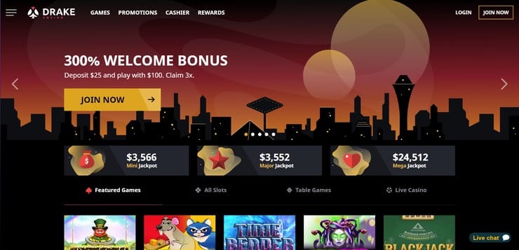 Drake Casino Homepage