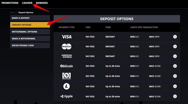 Drake Casino Deposit Options
