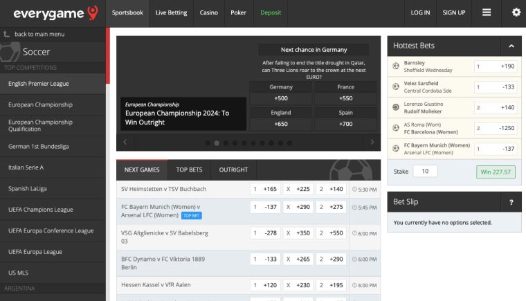 Everygame soccer lines VA betting