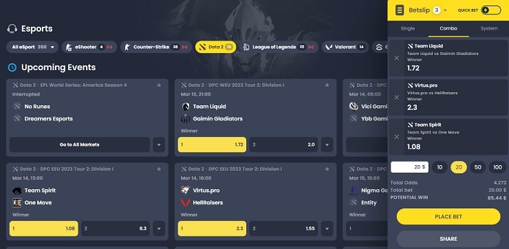 Lucky Block Place Esports Bet
