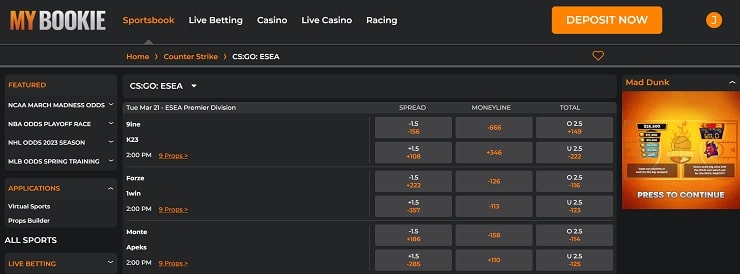 MyBookie CS:GO Betting