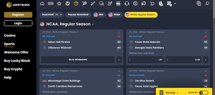 Lucky Block NCAA Tournament betting