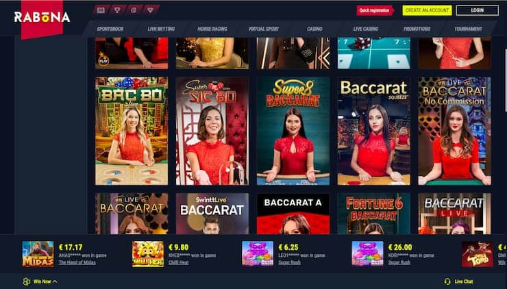 Rabona Live Sic Bo Casino