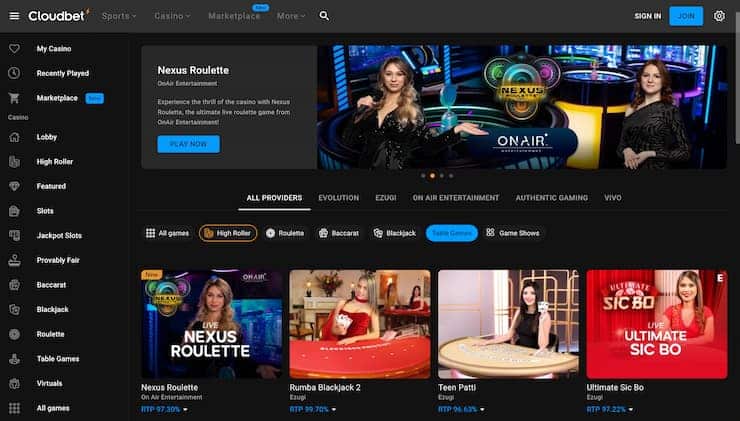 Cloudbet Live Sic Bo Casino