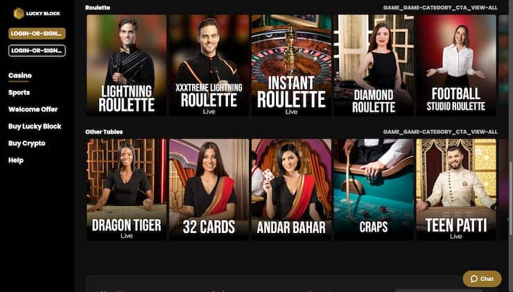 Lucky Block Live Craps Casino