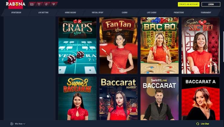 Rabona Live Craps Casino