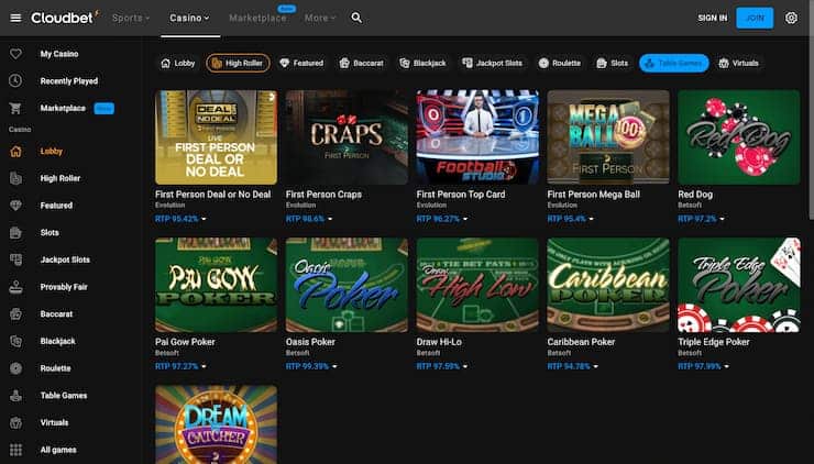Cloudbet Live Craps Casino