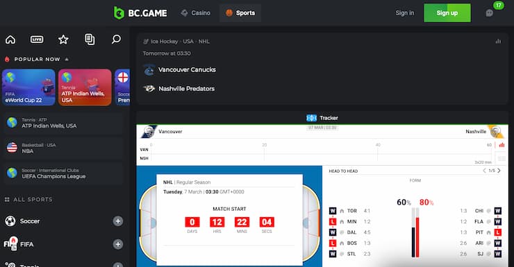 bc.game - nhl betting odds