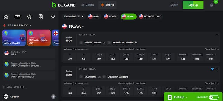 BC.Game Elite Eight crypto betting