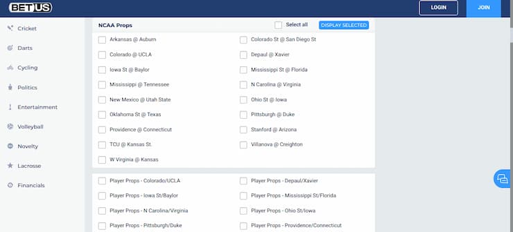 BetUS March Madness gambling