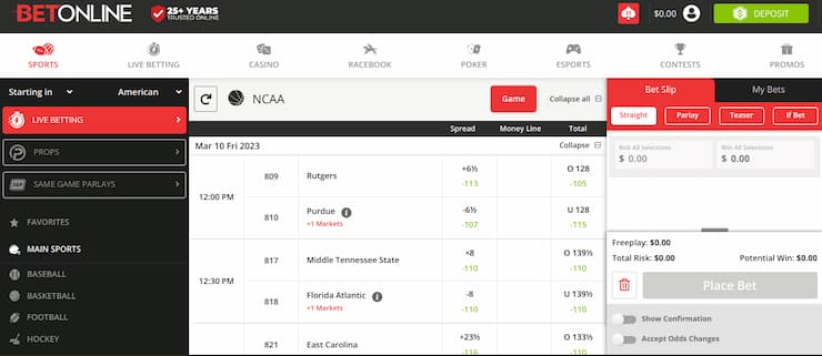 BetOnline place Final 4 bets