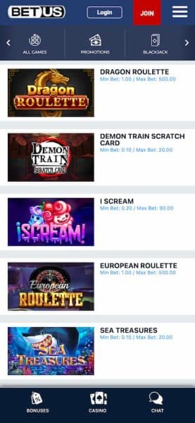 BetUS Wyoming Casino App