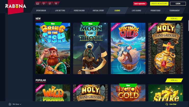 Rabona Prepaid Card Online Casino