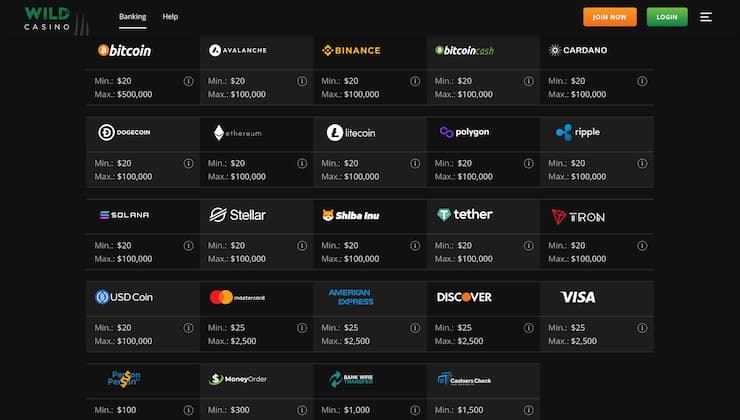 Wild Casino Banking Options