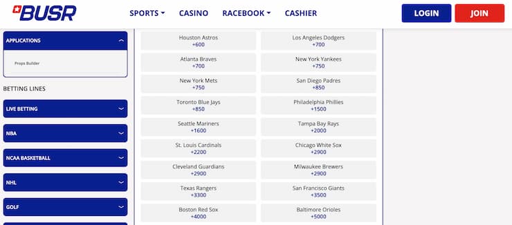 busr baseball betting odds for world series