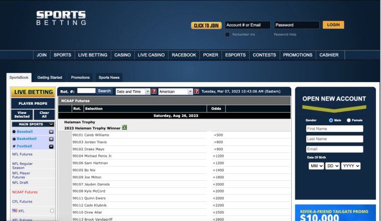 Sportsbetting.ag college football futures