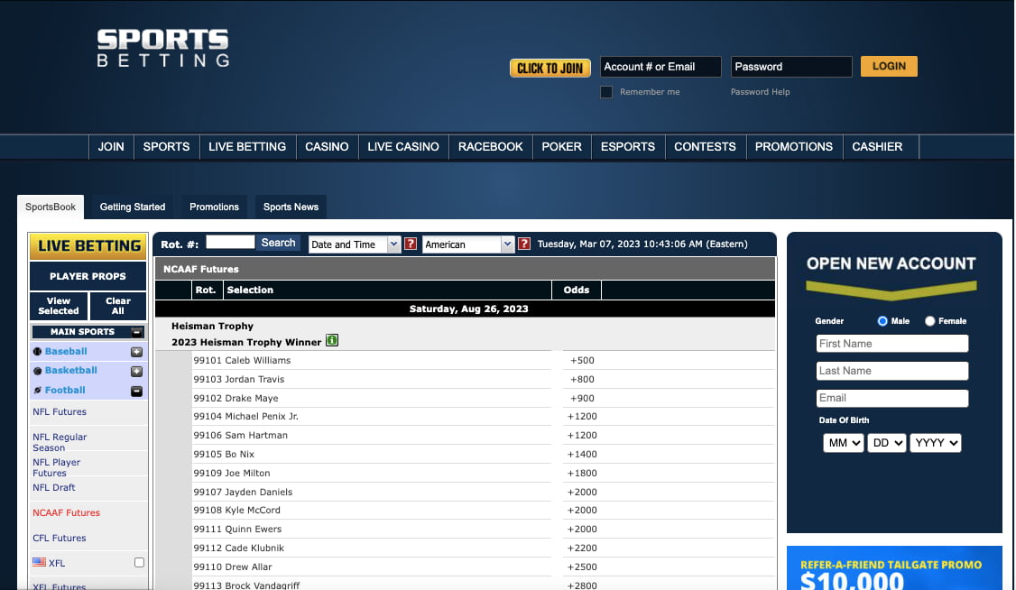 Sportsbetting.ag college football futures