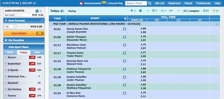 bk8 golf betting