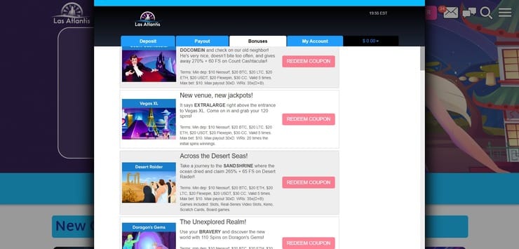 Coupon screen